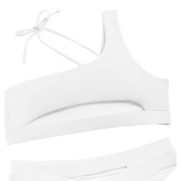 Shoulder Bikini Swimsuit Set for Women Brazilian - White - Picture 4 of 6